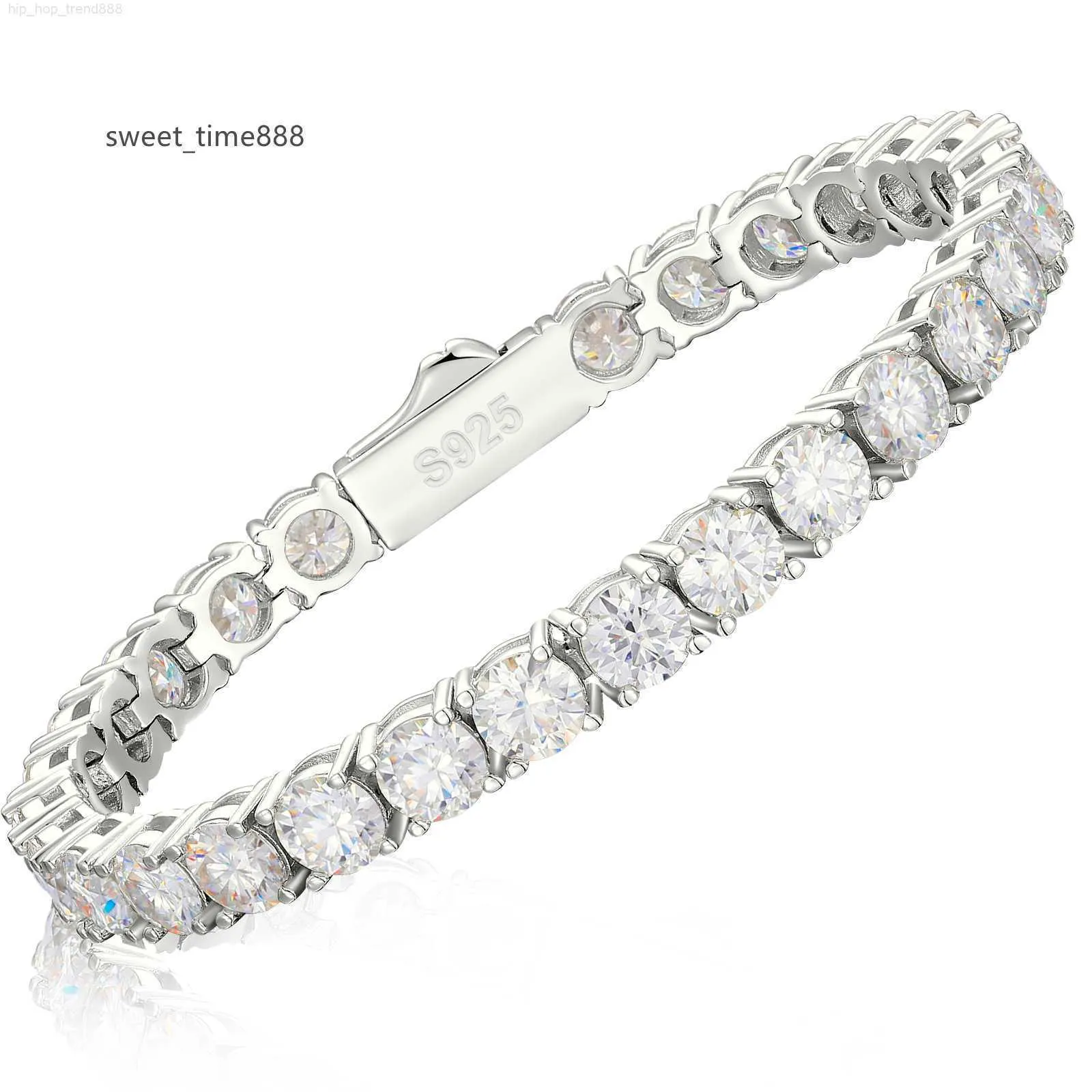 Necklaces 3mm6mm 925 Sterling Silver VVS Moissanite Tennis Bracelet Pass Diamond Test Free Engraved Bling Men's Fine Jewelry For Women