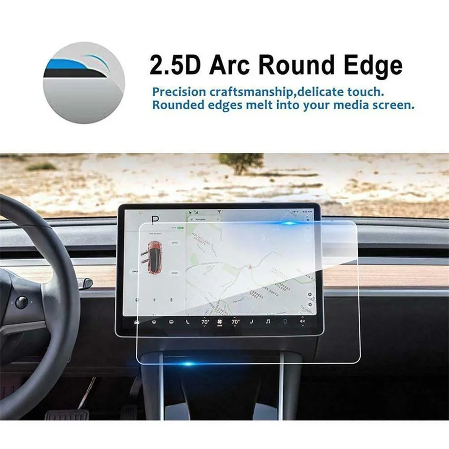 Tempererat glas för Tesla Model 3 Y 2021 Accessories Center Control Pekskärm Bil Navigation Screen Protector Film269y