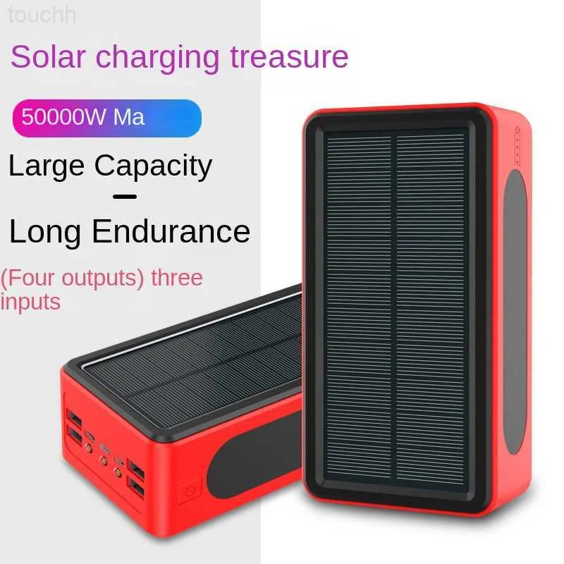 Cell Phone Power Banks 50000mAh Solar Power Bank Portable Charger with Type C 5V Outputs/LED Flashlights for Cellphones Tablets Electronic Devices L230731