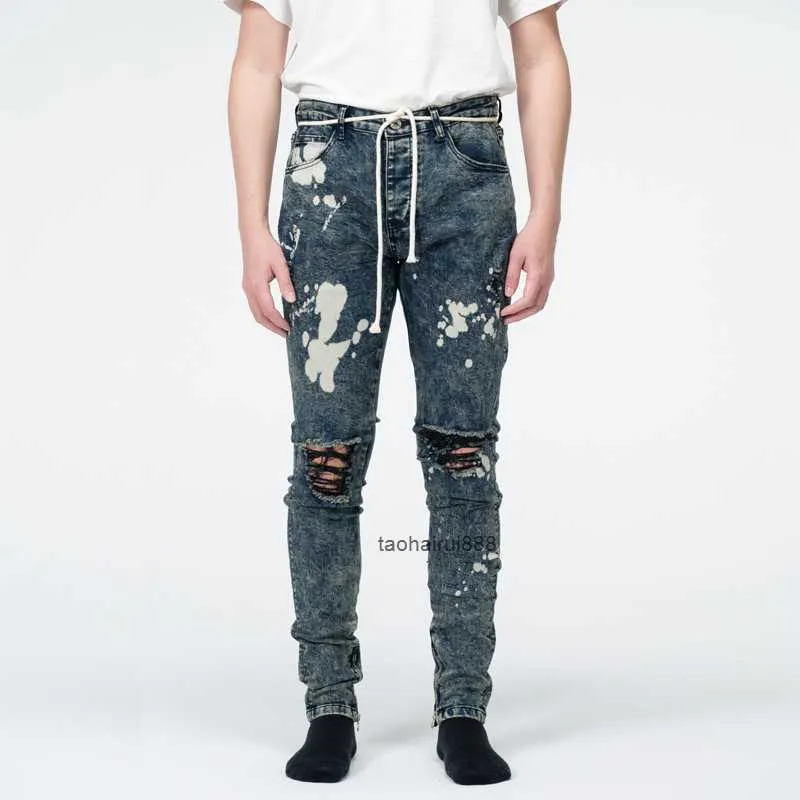 New Fit Show Slim Hole Geometry Pattern Jeans Pantalons longs pour hommes