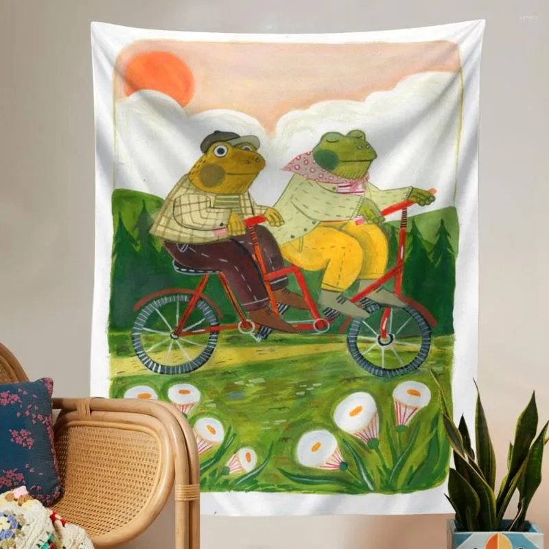 Tapestries Cute Frog Tapestry Wall Hanging Decorative Wal Cloth For Kid's Room Cartoon Animal