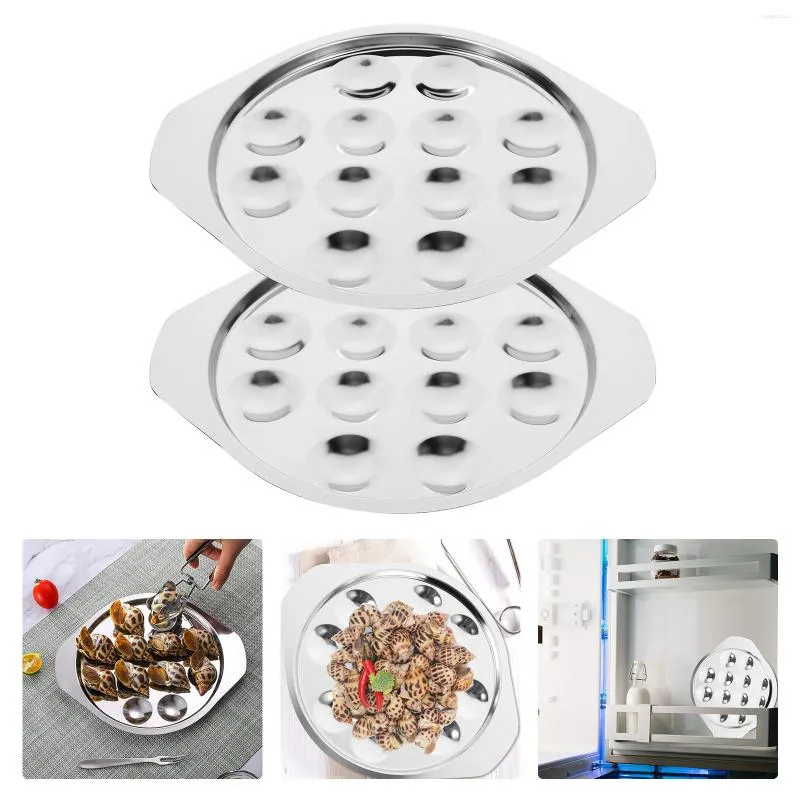 Conjuntos de louça 2 pçs prato bola escargot cozinha ferramenta rosqueamento caracol aço inoxidável 12 furos suporte alicate servindo gadget
