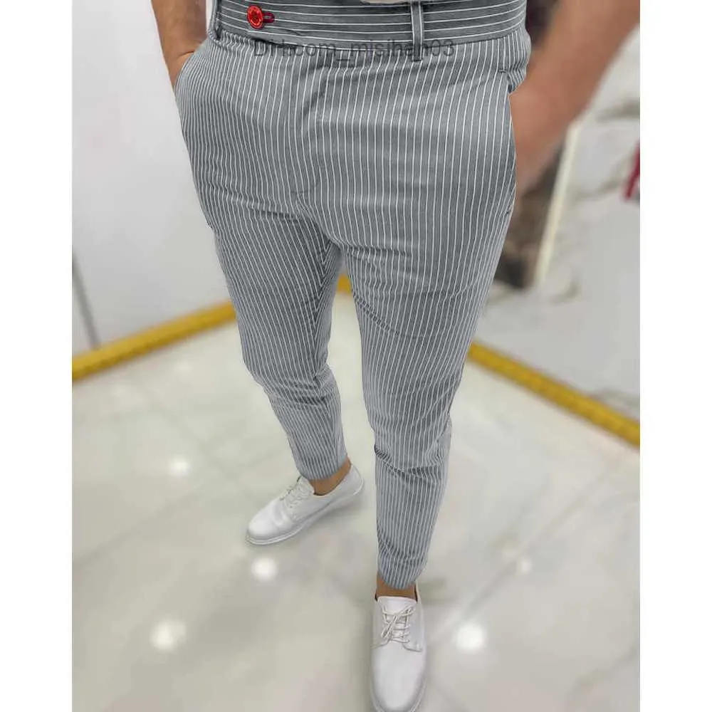 Men's Pants Men's Fashion Men's New Stripe Trousers Wine Red Casual Pencil Pants Classic Retro Wedding Party Formal Set Business Set Z230801