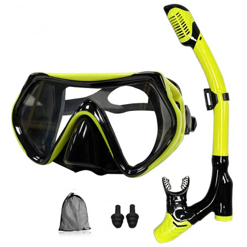 Dykmask professionell snorkel dykmask och snorklar glasögon glas dykning simning rör set snorkel mask vuxen unisex