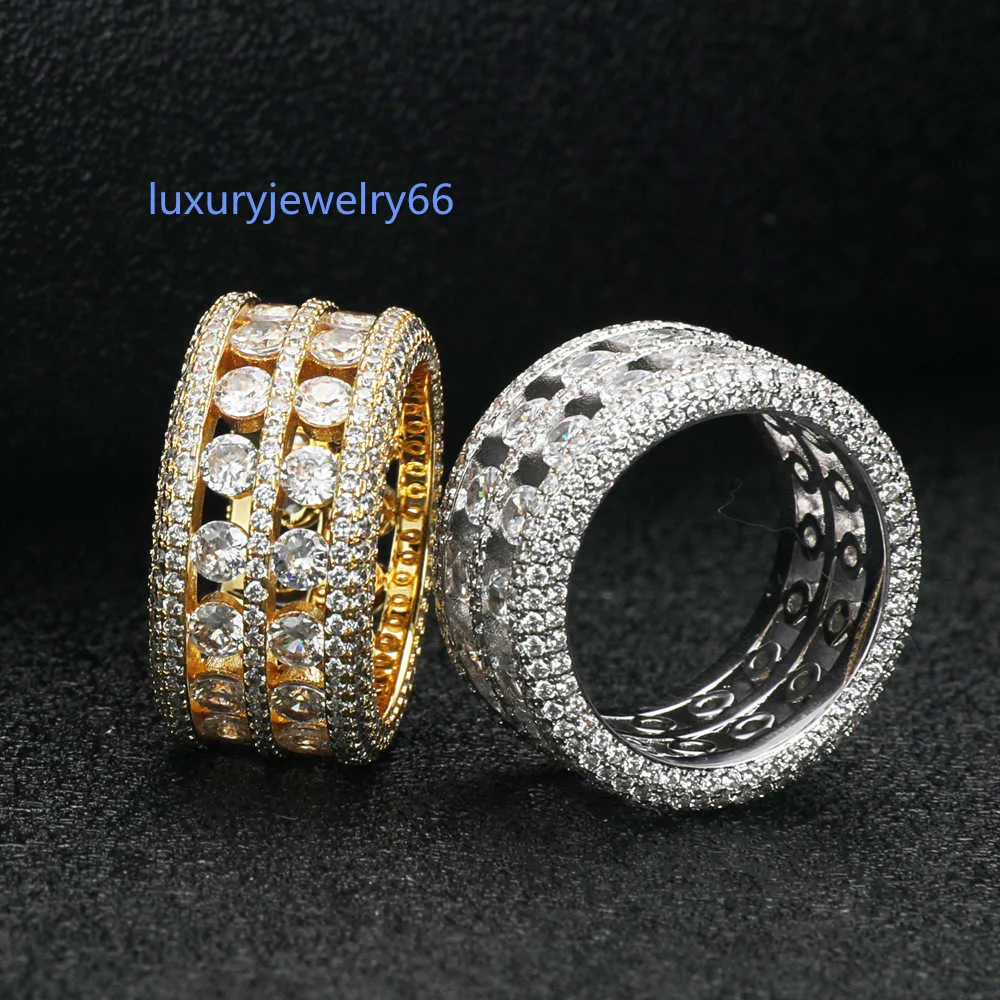 Diamond Hip Hop Ring Fashion Men's Ring s925 Sterling Silver Set Moissanite Ring