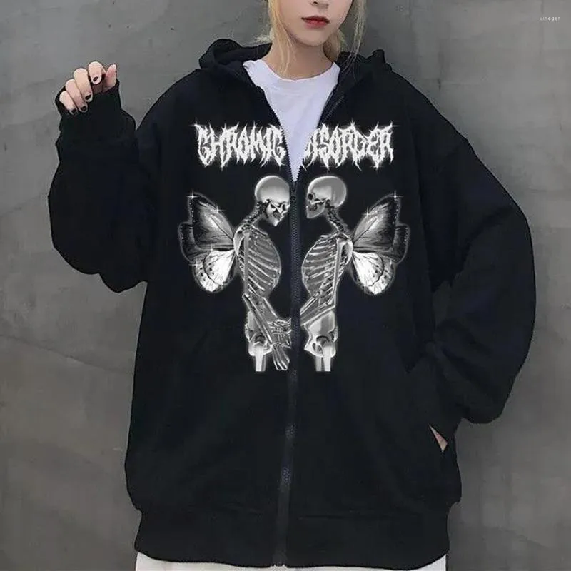 Heren Hoodies Hip Hop Sweatshirt Zip Hoodie Mode Punk Sport Jas Pullover Schedel Grafische Gothic Y2k Jas Vrouwen Sweatshirts