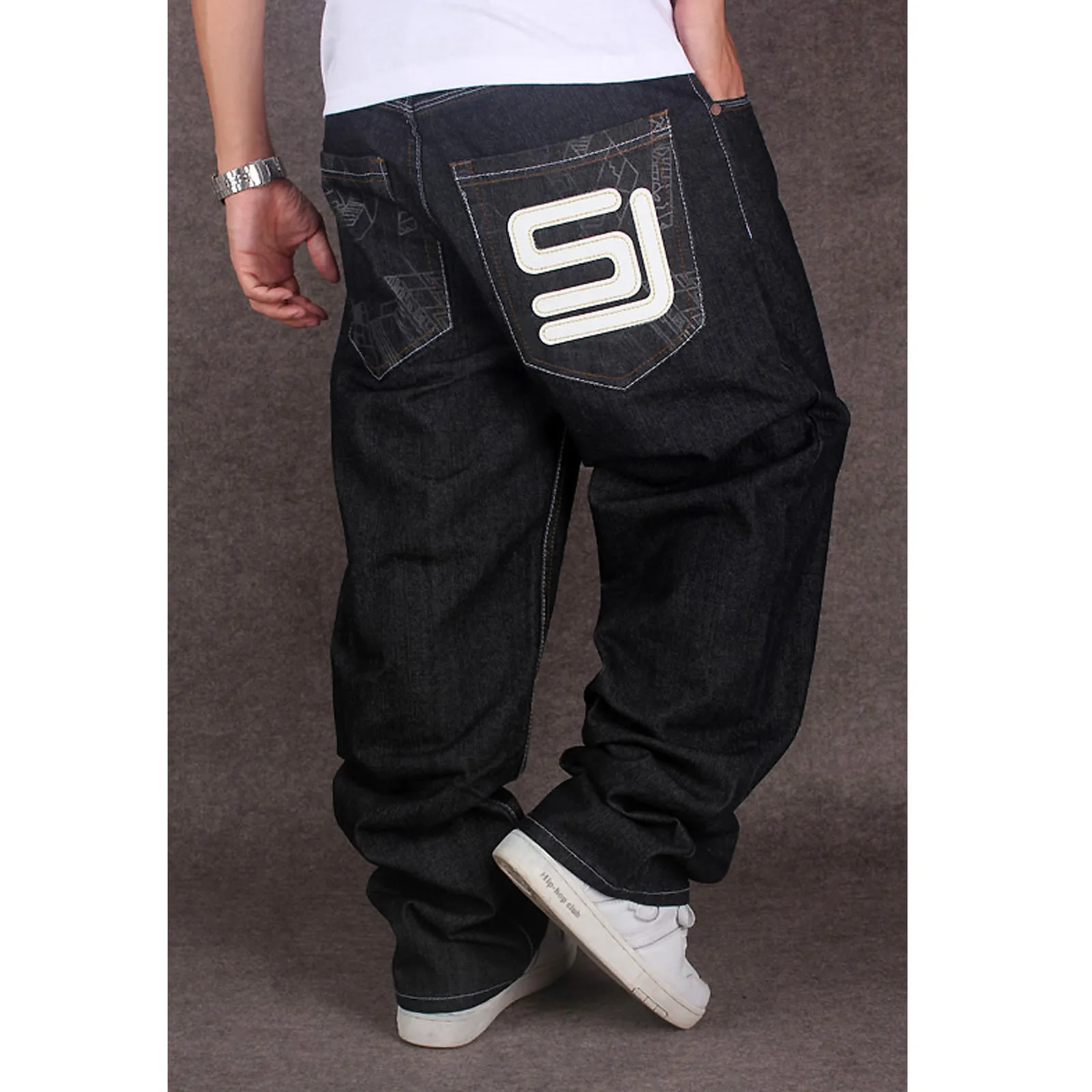 Mäns jeans män svart baggy jeans hip hop designer cholyl märke skateboard byxor lösa stil sann hiphop rap jeans pojke storlek30-46 230729