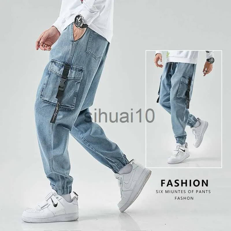 Pantalones vaqueros para hombre Joggers Cargo Pantalones de mezclilla Baggy Harem Ropa de calle japonesa Styke Hombre Tobillo Harajuku Casual Hip Hop Jeans Pantalones Hombres J230728