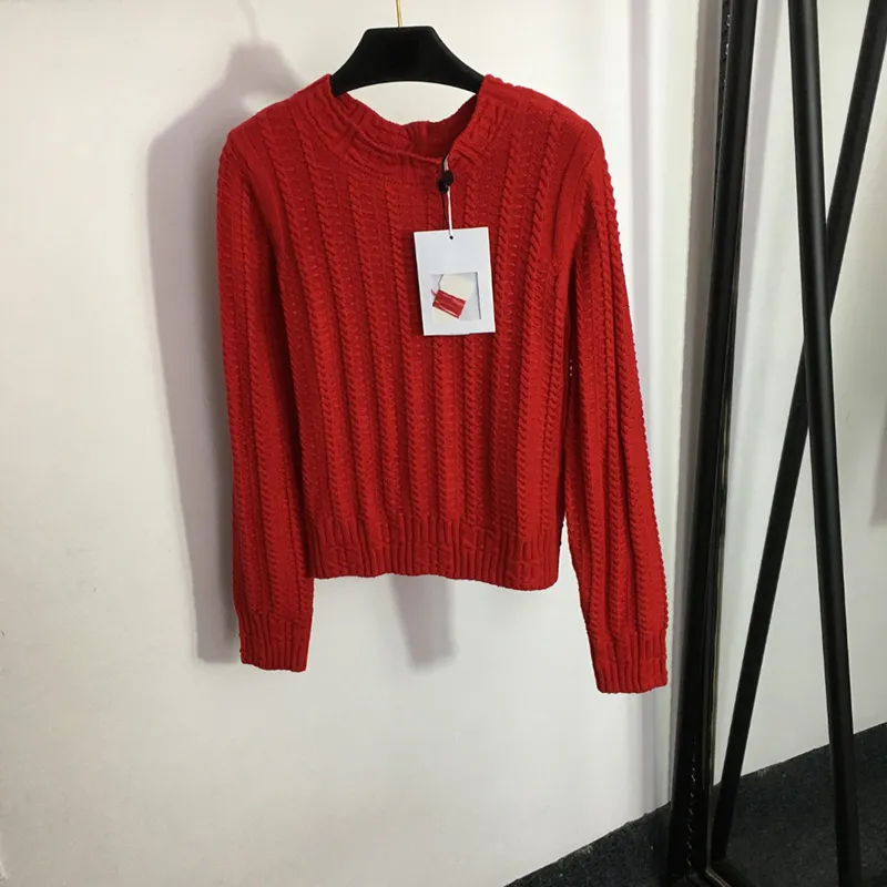 Back Button Designer Sweaters Female Brand T Shirt Trendy Long Sleeve Sweater Crew Neck Weave Tees Sweater Clothing
