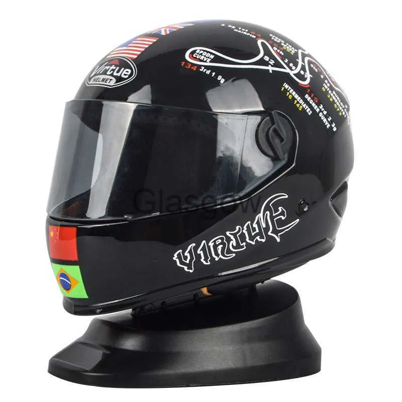 Motosiklet kaskları 2020 Virtue Racing Motocross Kask Model Araba Dekorasyonu Mini Helf Motosiklet Kask En Sevdiğiniz Tam Yüzü Koleksiyon Küçük Helm Drop X0731