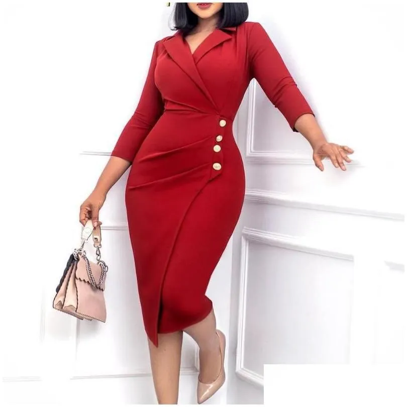 Grundläggande avslappnade klänningar Casual Dresses Professional Commuter Womens Dress 2023 Summer Fashion Tight Hip Kirt Lämplig för Office Ladie DHBF0