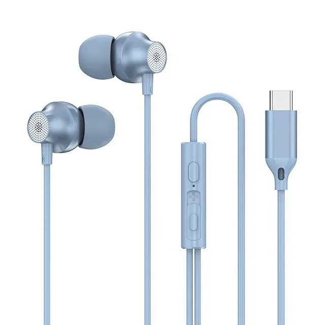 In Ear Wired Headset Type C Flat Mouth Earphones Metal Subwoofer