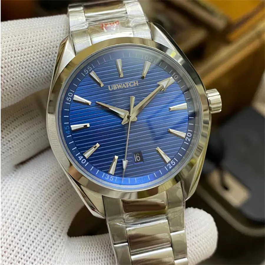 نمط Aqua Terra 150m Dial Watch 41 مم أوتوماتيكي ميكانيكية من الفولاذ المقاوم للصدأ الزجاج الخلفي سبورت البحر الساعات رجالي