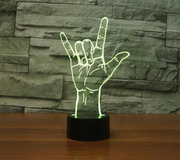 Luzes noturnas 3D Touch Ilusão Night Light I Love You Signal