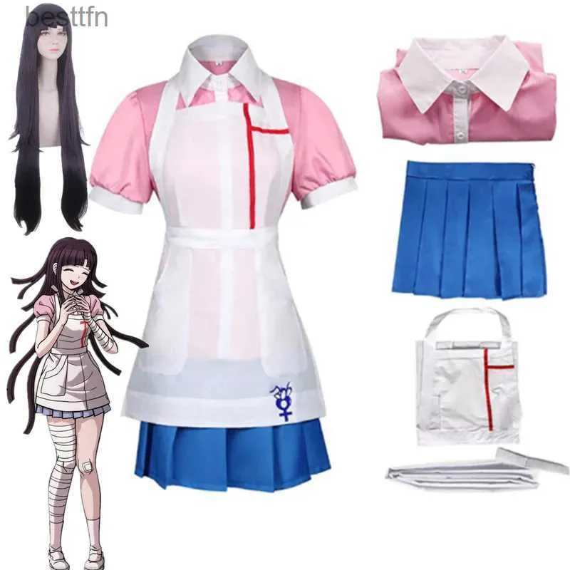 Anime kostymer anime danganronpa cosplay come mikan tsumiki kvinnor klänning piga uniform full set halloween carnival klädsel231101