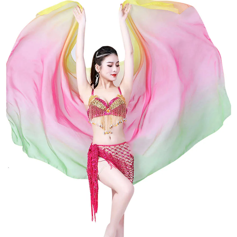 Belly Dance Scarf Chiffon Veil Silk Gradual Scarves Light Bellydancing Shawls Hand kastad scen Oriental Performance 220cm 250 cm