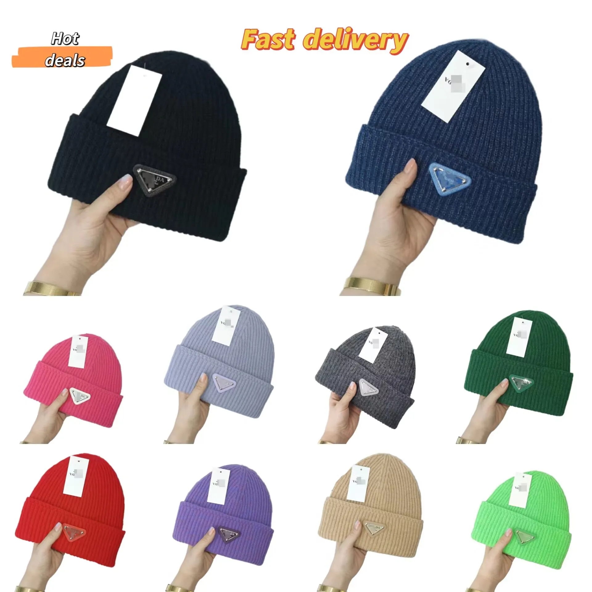 2023 Nya mode beanies vinter beanie män designer och kvinnor lyx triangel bokstäver desing stickade hattar faller ull keps geometrisk unisex varm skalle hatt