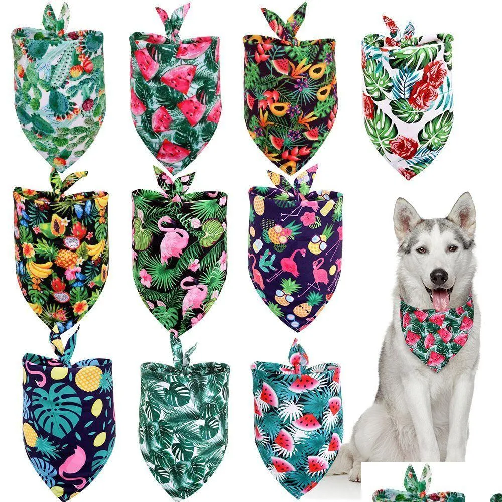 Other Dog Supplies Other Dog Supplies 20 Pieces Bandana Scarf Triangar Bibs Pet Summer Flamingo Fruit Hawaii For Small M Gelatocakesho Dhu2P