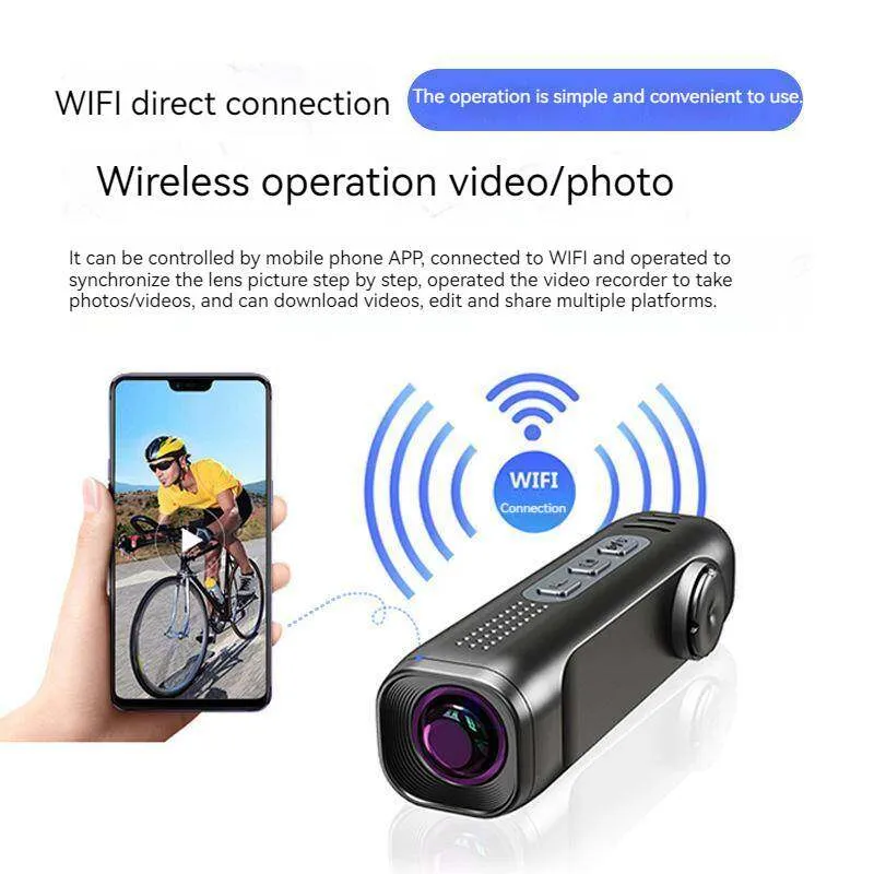 Mini telecamera Wi-Fi sportiva 4K Action Camera con controllo del telefono cellulare Registratore per action camera Headworn e staffa Registratore sportivo Headworn