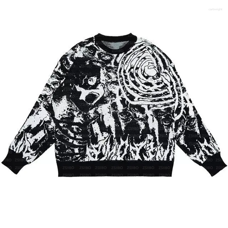 Kvinnors tröjor Herrarna Vintage Knitwear Y2K Grafik Kvinnor Vinter Harajuku överdimensionerade Pullover -tröja unisex Estetiska kläder för tonåringar