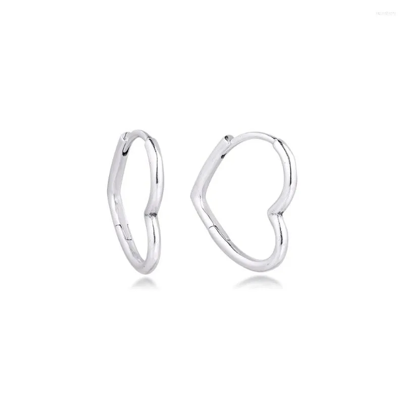 Hoop oorbellen Real 925 Sterling Silver Earring Asymmetrisch hart voor vrouwelijke sieraden Pendientes Bijoux