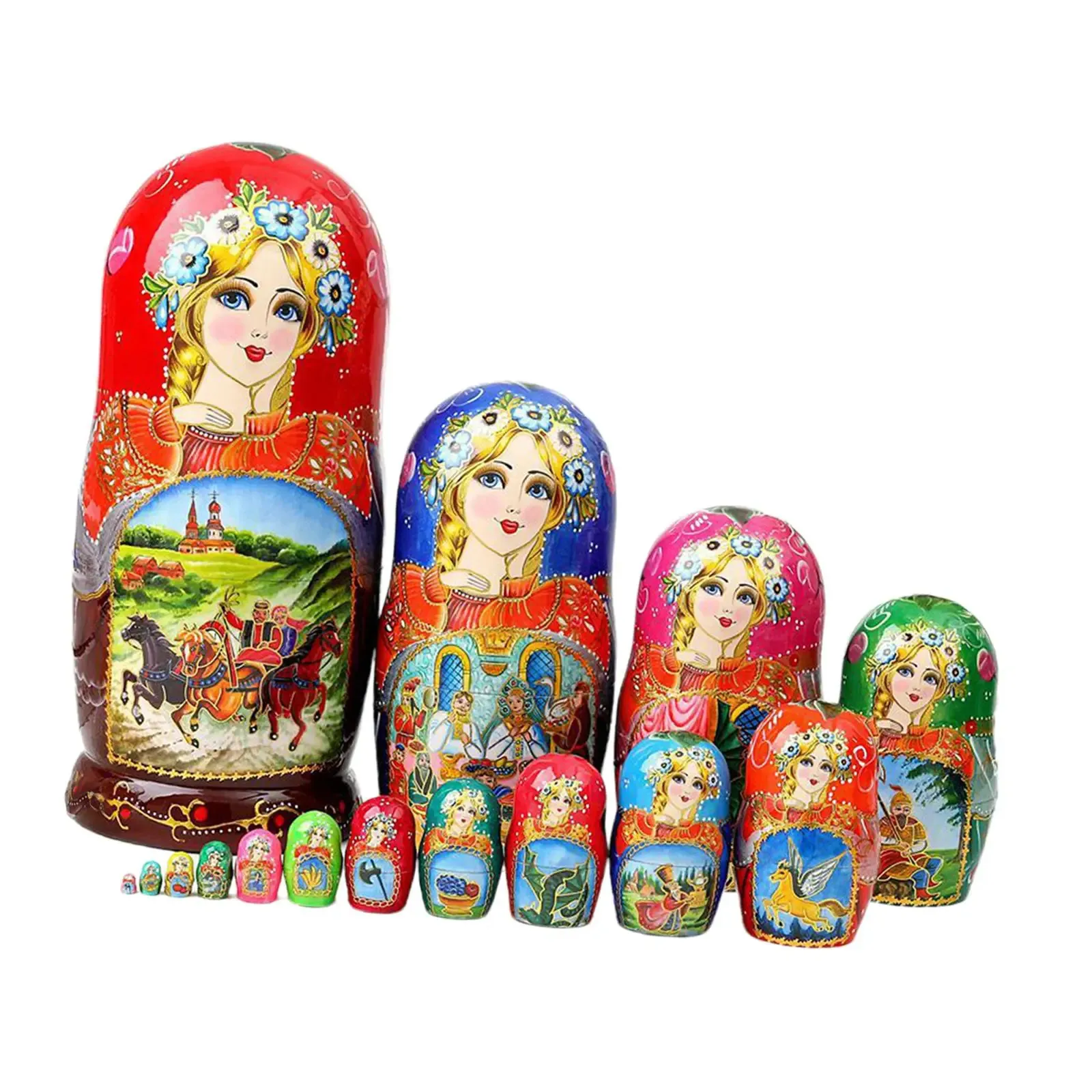 15 Pieces Russian Matryoshka Doll Nesting Doll Home Room Decoration Stacking Doll