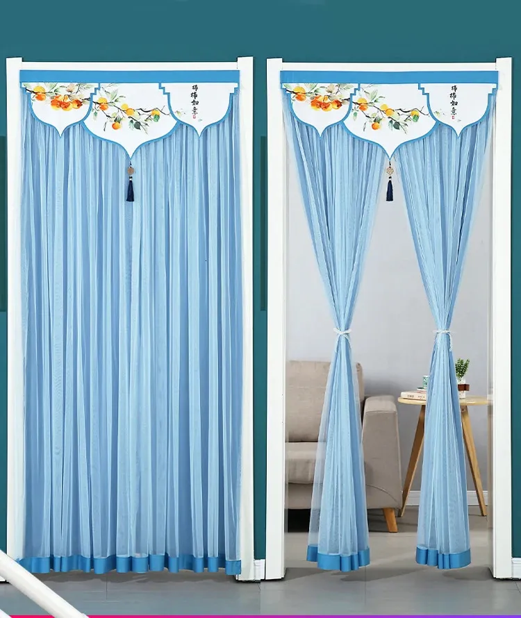 Curtain Household Lace Door AntiMosquito Screen Bedroom Kitchen Partition Half Free Punching 231101