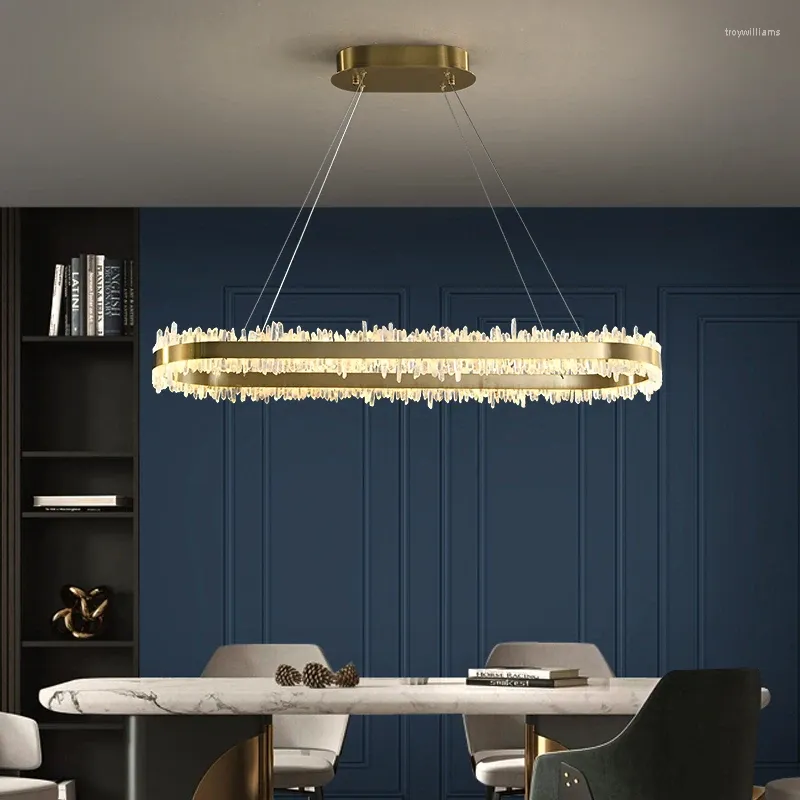 Hanglampen Natuurlijke kristallen eetkamer kroonluchter Creatieve luxe woonlamp High-end sfeervolle villatafel Slaapkamerverlichting