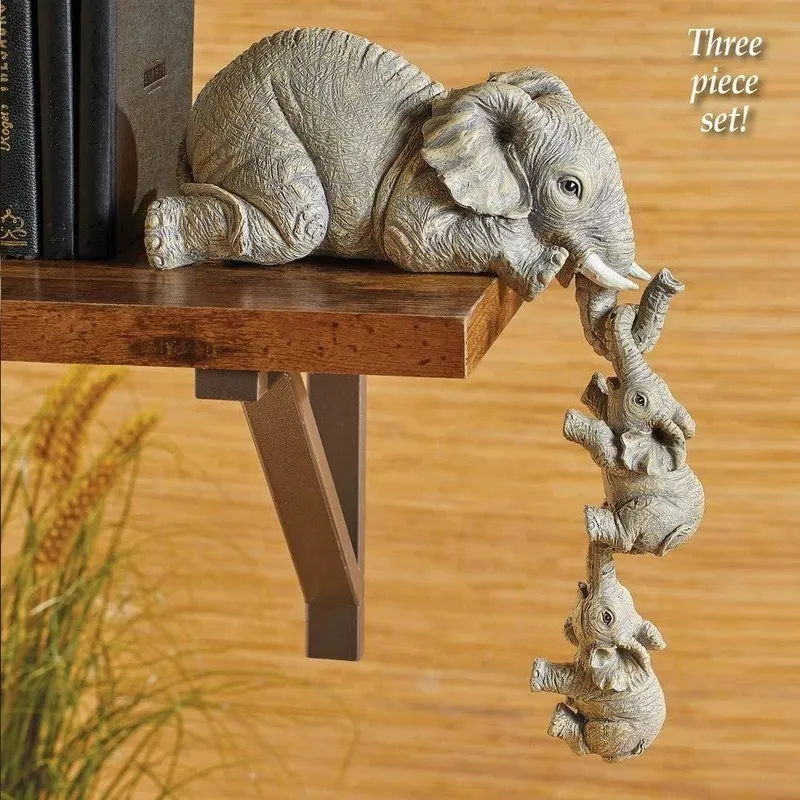 Autre décor à la maison 3 pièces ensemble mignon éléphant Figurines éléphant tenant bébé éléphant résine artisanat ameublement cadeau 230331