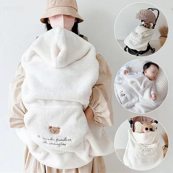 Couvertures bébé brodé ours couverture hiver manteau poussette couverture coupe-vent enfant en bas âge chaud couette infantile vêtements d'extérieur sieste globale