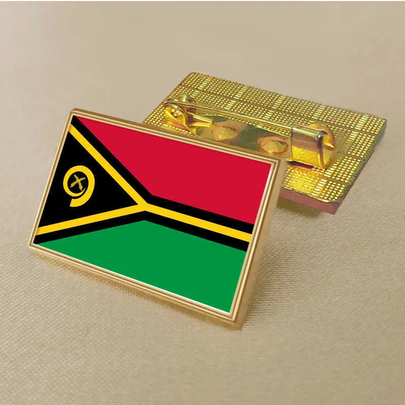 Party Vanuatu Flag Pin 2,5*1,5 cm zink gjuten PVC färgbelagd guld rektangulär medaljongemblem utan tillsatt harts