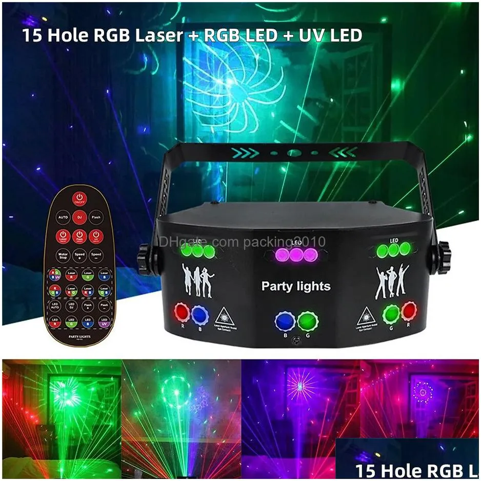 Andra evenemangspartisleveranser Andra evenemangspartiförsörjningar Alien 15 Eye RGB Disco DJ Beam Laser Light Projector DMX Remote Strobe Stage L DH3Z1