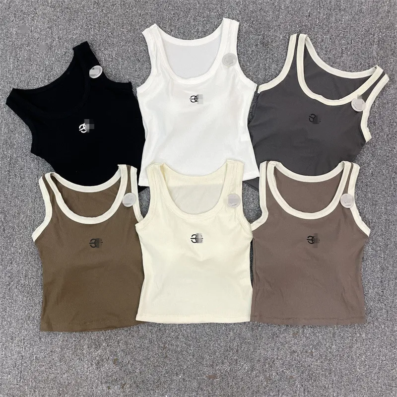 Designer T Shirt Woman Lowe Croped Top Knits Tankem Broidered Womens Knits Tops Sexig ärmlös Hoka Sport Tee Yoga Summer Tees Vests Fitness Anagram Sports BH MINI MINI