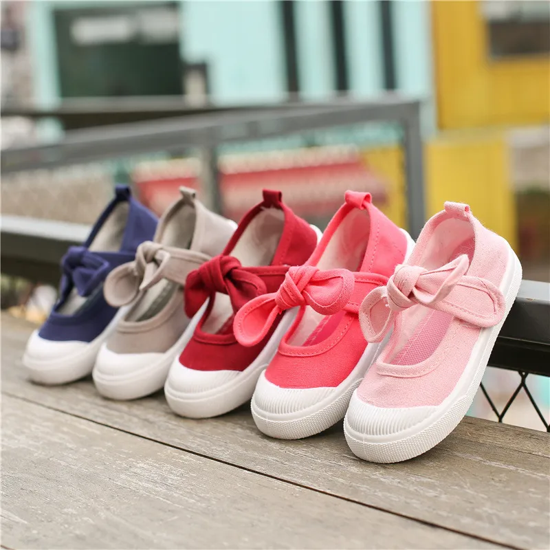 Sneakers Children Shoes Girls Canvas Shoes Fashion Bowknot Comfortable Kids Casual Shoes Sneakers Toddler Girls Princess Shoes 21-35 230331