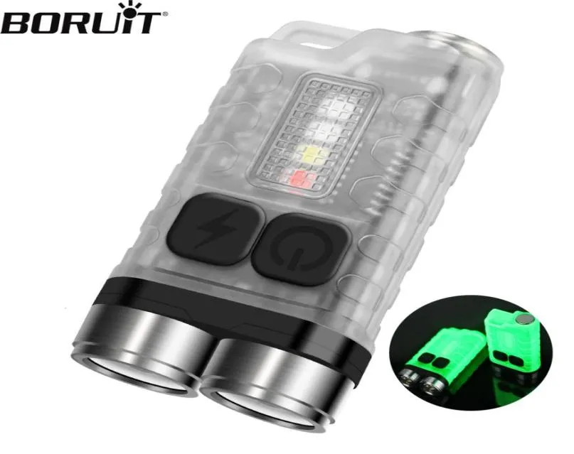 مفاتيح سلسلة من المصابيح الكهربائية Boruit V3 LED مفاتيح مفاتيح Fluoresce Fluorescle Work Light Typec torch mini قابلة لإعادة الشحن مع المغناطيس U9590437