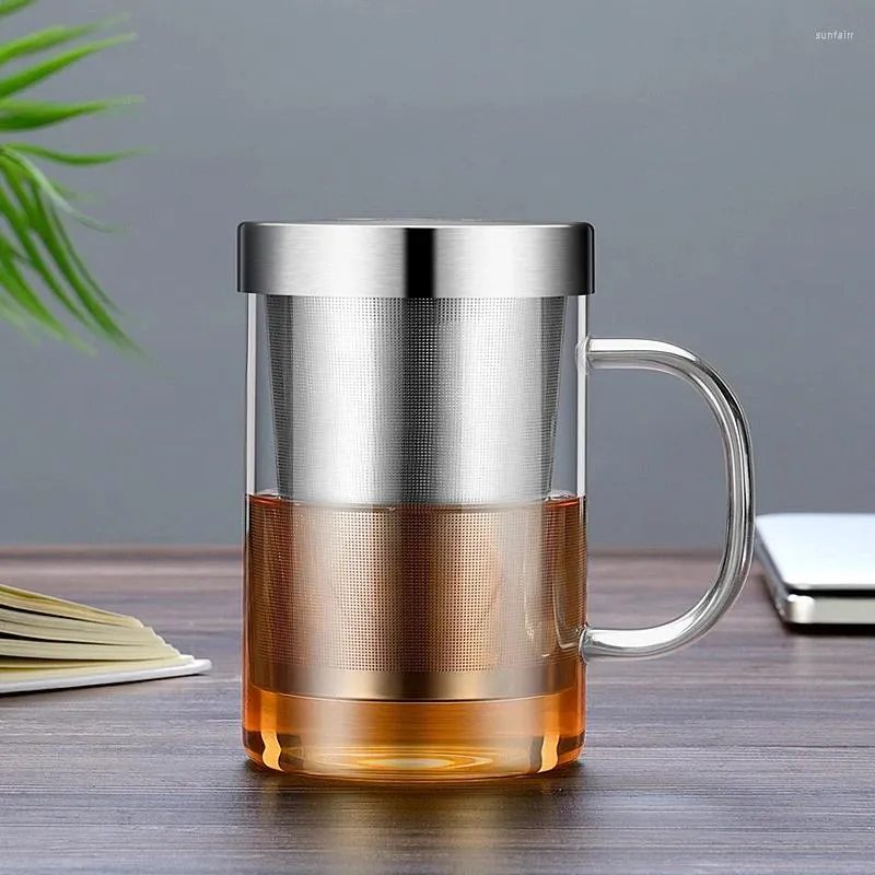 Weingläser 500 ml Glas Tee Wasserflasche mit Sieb Filter Trennung Infuser Tragbares Trinkgeschirr