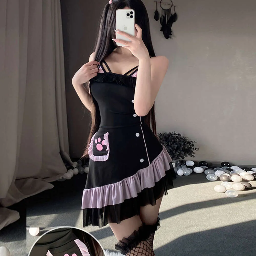 Ani Kawaii Mädchen Frauen süße Katze Pfote Kleid Dienstmädchen Uniform Nachthemd Ppamas Cosplay Kostüm Cosplay