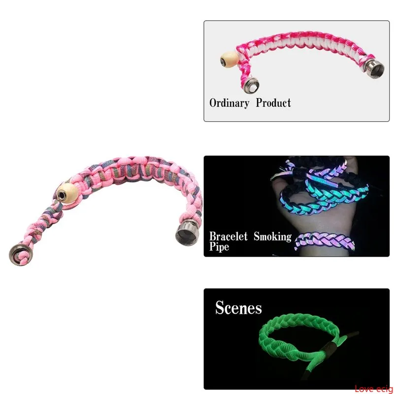 Pulseira luminosa de pulverização de fumantes de fumantes de fumo de 280 mm 280 mm noctilucent metal madeira jamaica rasta tubo tabaco erva tubos de mão moda dhl