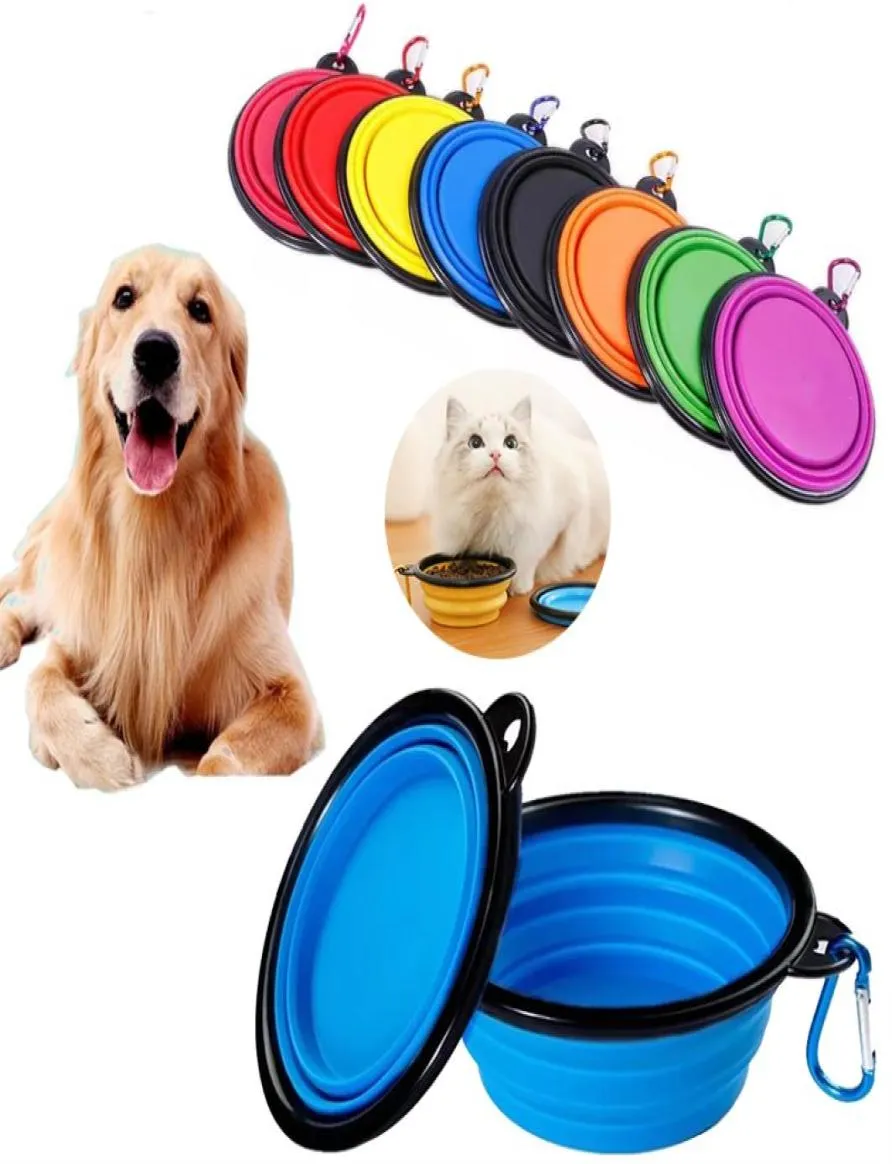 Большая складная силиконовая миска для собак и кошек, 350 мл, портативный контейнер для еды для щенков, уличная кормушка, миска для собак, аксессуары5746603