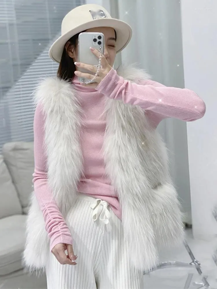 Kvinnors päls TVVovvin 2xl Autumn Winter 2023 Korean Vest Tops Women Hair Loose Mink Fleece Fashion Sweet 9Hiw A8