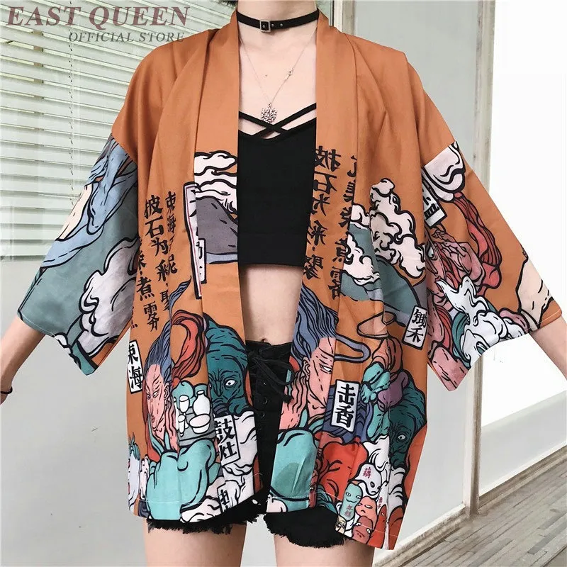 Ubranie etniczne Kimono Kobiety japońskie haori yukata samuraj letnie plażowe kardigan koszulka bluzka cosplay 230331