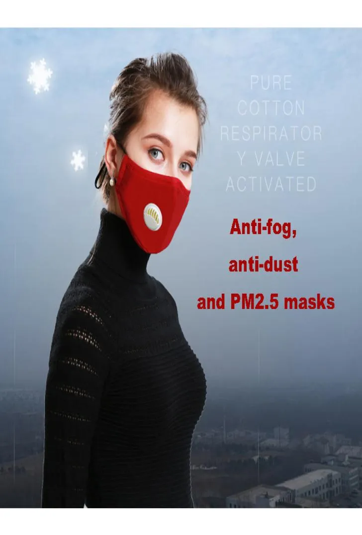 Ansiktsmask kolfilter ansiktsmask antifog och pm25 aktiverade kolmasker bomullsandningsventilmaskfabrik hela masker6051943