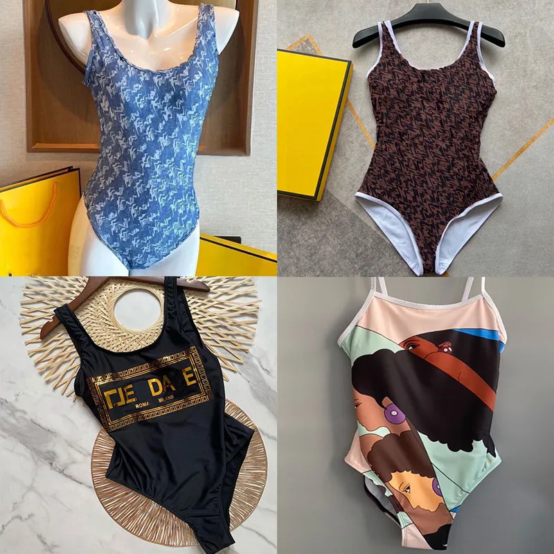 Designer Bikinis Kvinna One Piece Bikini med Bokstavstryck Baddräkter Sommar Badkläder Strand Lyxiga Baddräkter Sexig Baddräkt