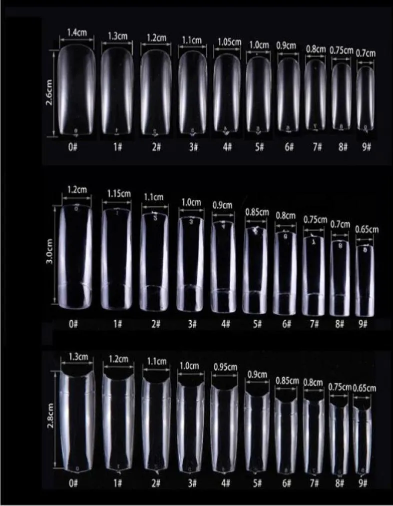 Alta qualità 500 pz Punte False per Unghie NESSUNA traccia Naturale Trasparente Mezza Copertura Completa Francese Unghie Finte Artificiale DIY Nail Art Manicu5622184