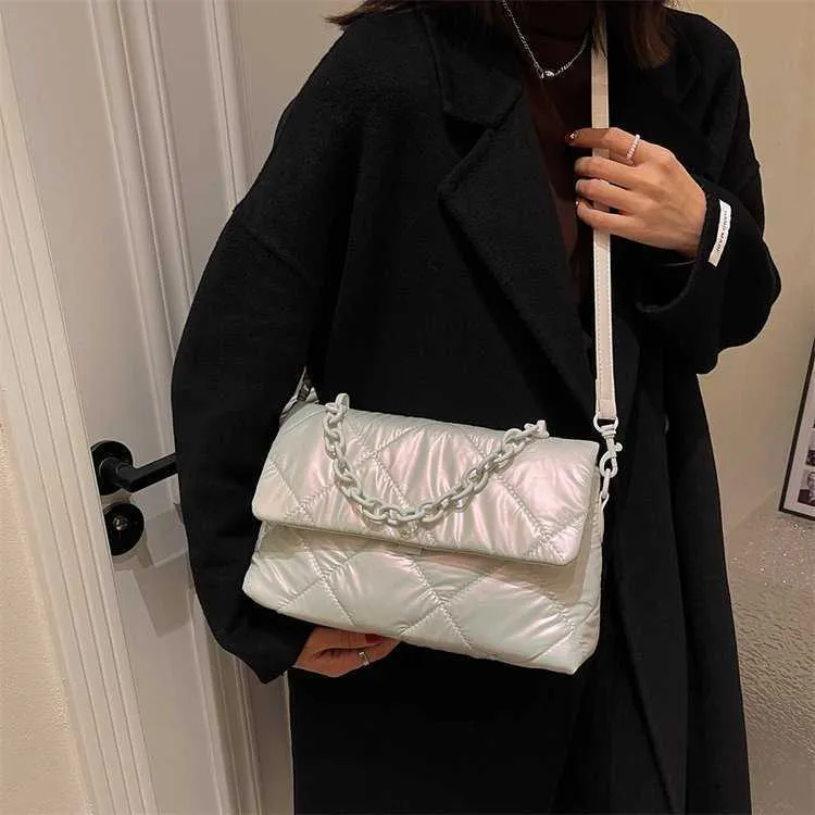 Borse da sera Piumino Giacca in cotone Nuova tracolla da donna Autunno e inverno Borsa a cuscino pieghevole con griglia diamantata dal design di nicchia di fascia alta