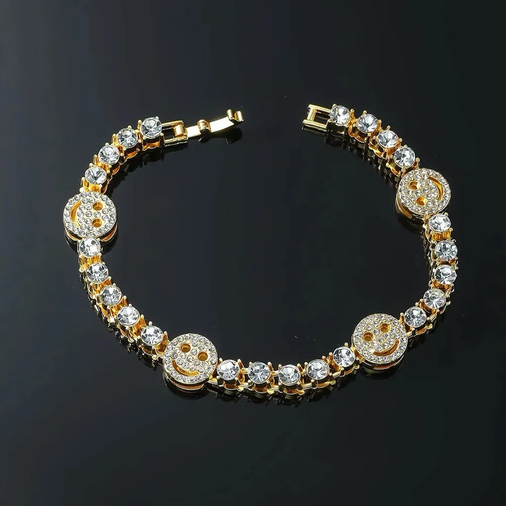 HBP Браслет в стиле хип-хоп, дизайнерское персонализированное лоскутное смайлик, золотое мужское ожерелье с бриллиантами, аксессуары на ключице