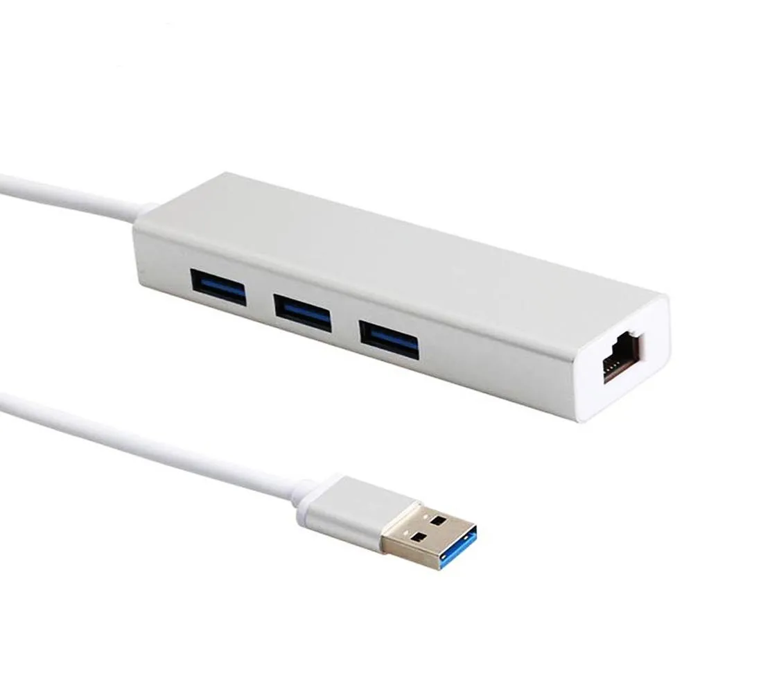 Verbruiken elektronica USB 30 naar RJ45 Lan-kaart Gigabit Ethernet Netwerkadapter Kabel Met 3 Poort Hub voor voor Macbook notebook mobi5908828