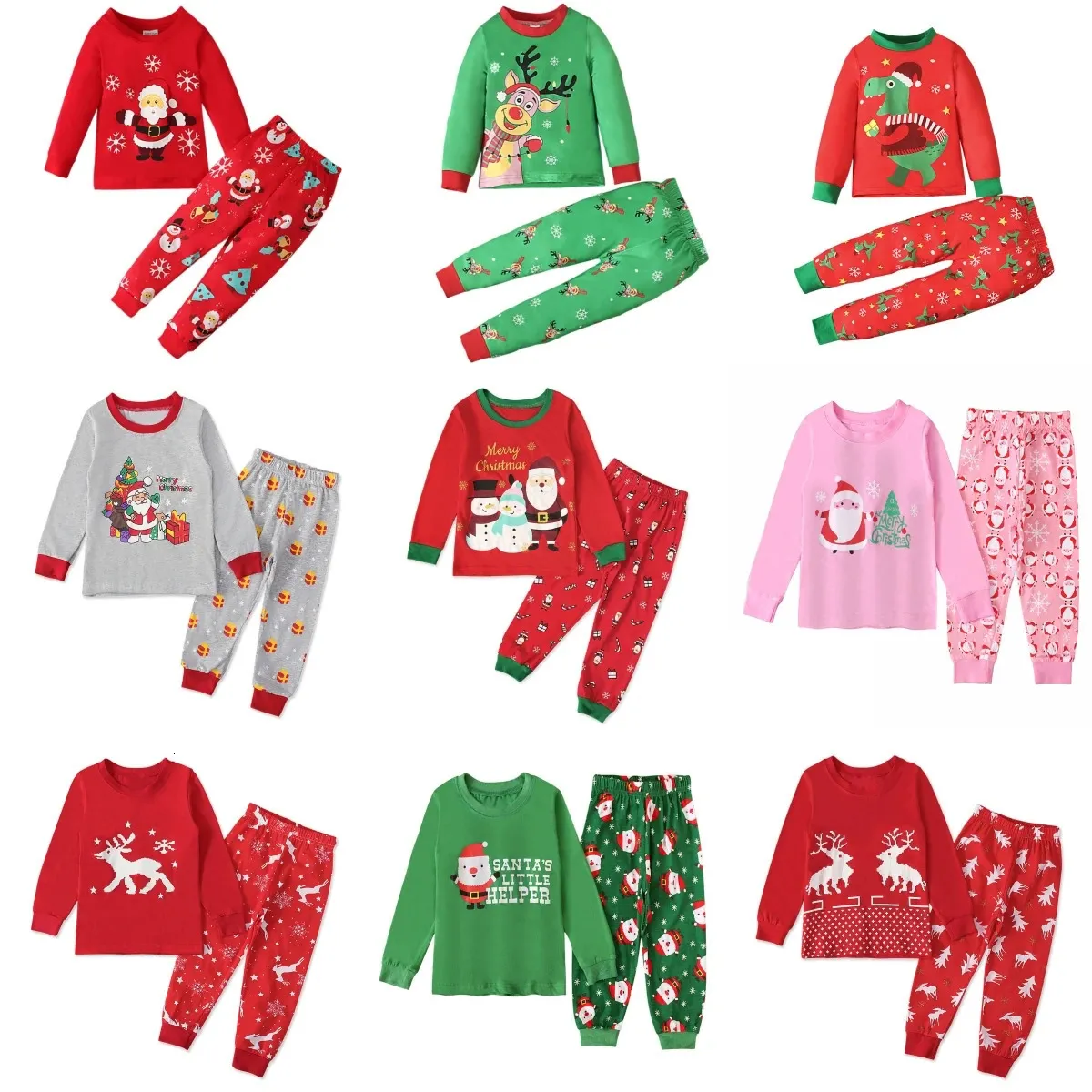 Pijama Çocuk Noel Giysileri Setleri Toddler Bebek Pijama Kıyafetleri Setler Çocuk Noel Üstleri ve Pantolon Seti Çocukları Konforlu Takımlar 231031