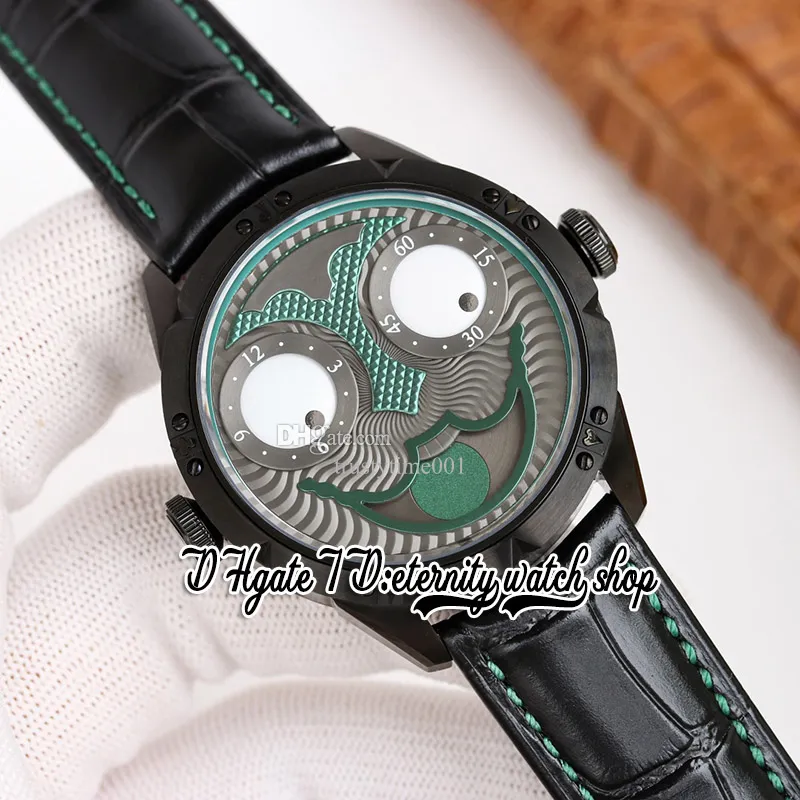 TWF V4S Japan NH35A Automatic Mens Watch Konstantin Chaykin Moon Phase Joker Green Dial DLC Black Steel Case Black Leather Strap 2023 Super Edition eternity Watches