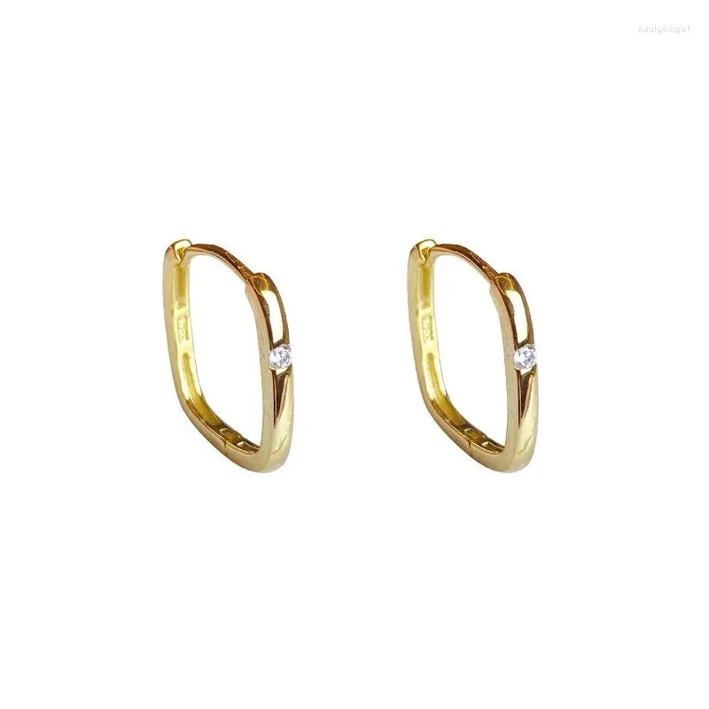 Orecchini a cerchio MADALENA SARARA Oro giallo 18 carati a forma quadrata con diamanti a pavé da donna Cerchio realizzato AU750